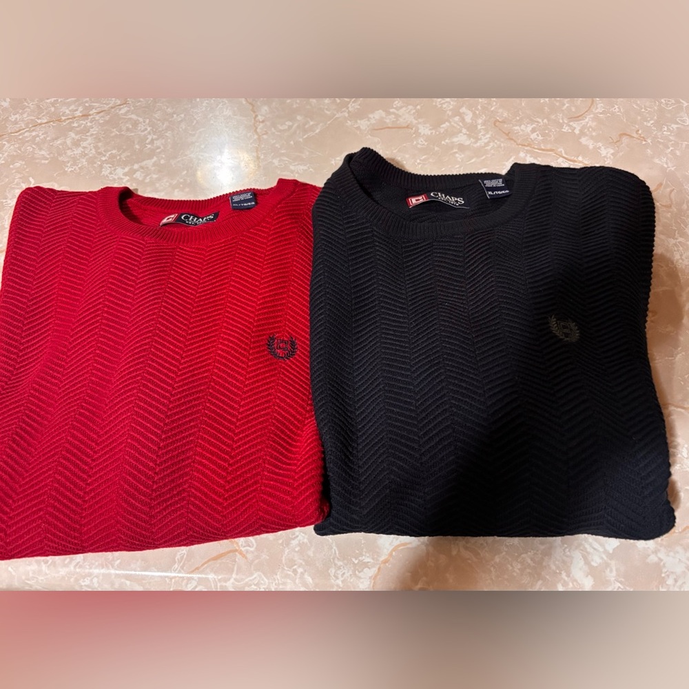 Chaps Men's Red and Black Crewneck Sweaters